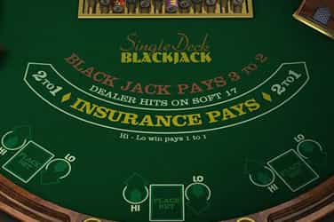 Single Deck Blackjack game screen